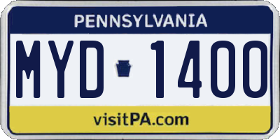 PA license plate MYD1400