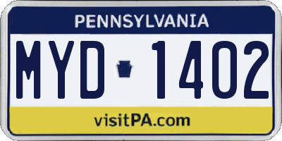 PA license plate MYD1402
