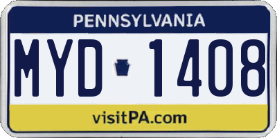 PA license plate MYD1408