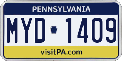 PA license plate MYD1409