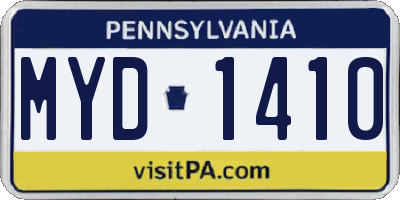 PA license plate MYD1410
