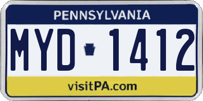 PA license plate MYD1412