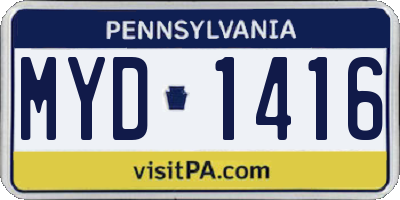 PA license plate MYD1416