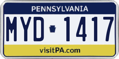 PA license plate MYD1417