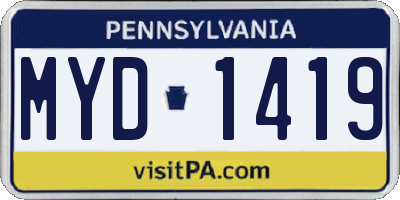 PA license plate MYD1419