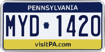 PA license plate MYD1420