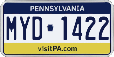 PA license plate MYD1422