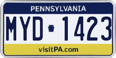 PA license plate MYD1423