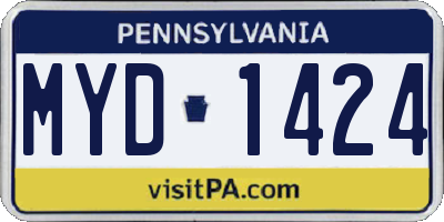 PA license plate MYD1424