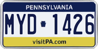 PA license plate MYD1426