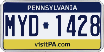 PA license plate MYD1428