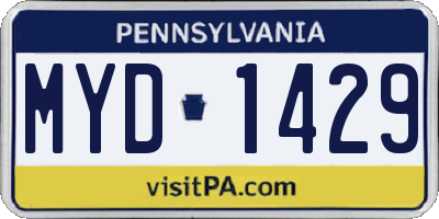 PA license plate MYD1429
