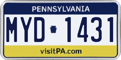PA license plate MYD1431