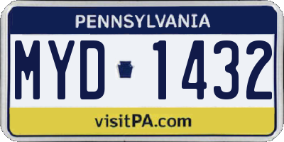 PA license plate MYD1432