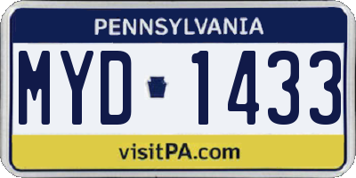 PA license plate MYD1433