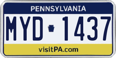 PA license plate MYD1437