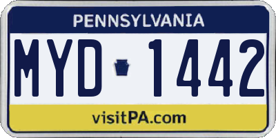 PA license plate MYD1442