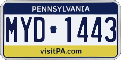 PA license plate MYD1443