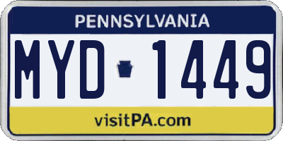 PA license plate MYD1449
