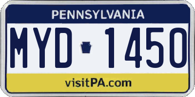 PA license plate MYD1450