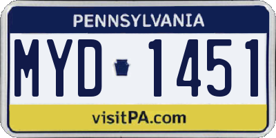 PA license plate MYD1451
