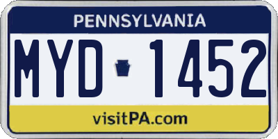 PA license plate MYD1452