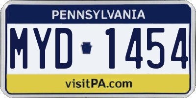 PA license plate MYD1454
