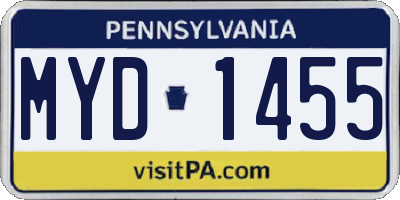 PA license plate MYD1455
