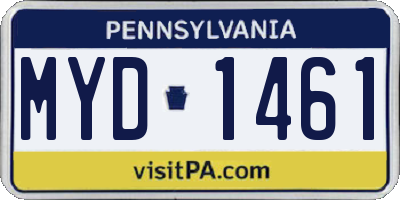 PA license plate MYD1461