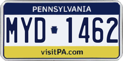 PA license plate MYD1462
