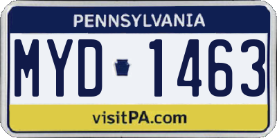 PA license plate MYD1463