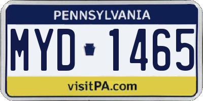 PA license plate MYD1465