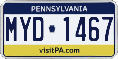 PA license plate MYD1467