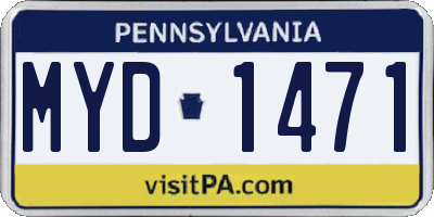 PA license plate MYD1471