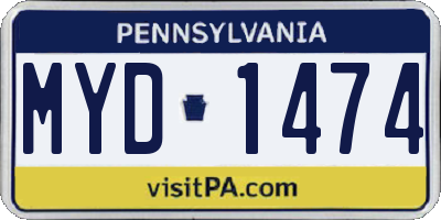 PA license plate MYD1474