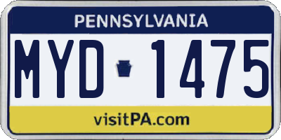 PA license plate MYD1475