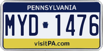 PA license plate MYD1476
