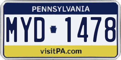 PA license plate MYD1478