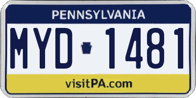 PA license plate MYD1481