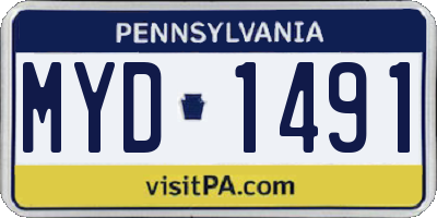 PA license plate MYD1491