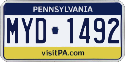 PA license plate MYD1492