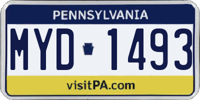 PA license plate MYD1493