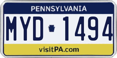 PA license plate MYD1494