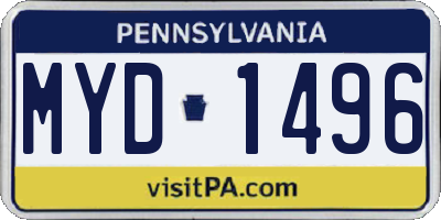 PA license plate MYD1496