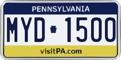 PA license plate MYD1500