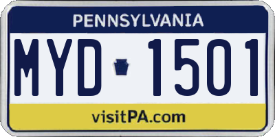 PA license plate MYD1501