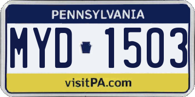 PA license plate MYD1503