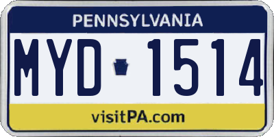 PA license plate MYD1514