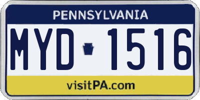 PA license plate MYD1516