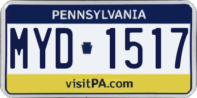 PA license plate MYD1517